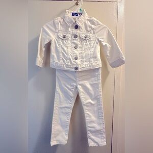 3 item- 7 for all Mankind White Jeans,Gap White Denim Jacket,Hudson Shirt w/lace